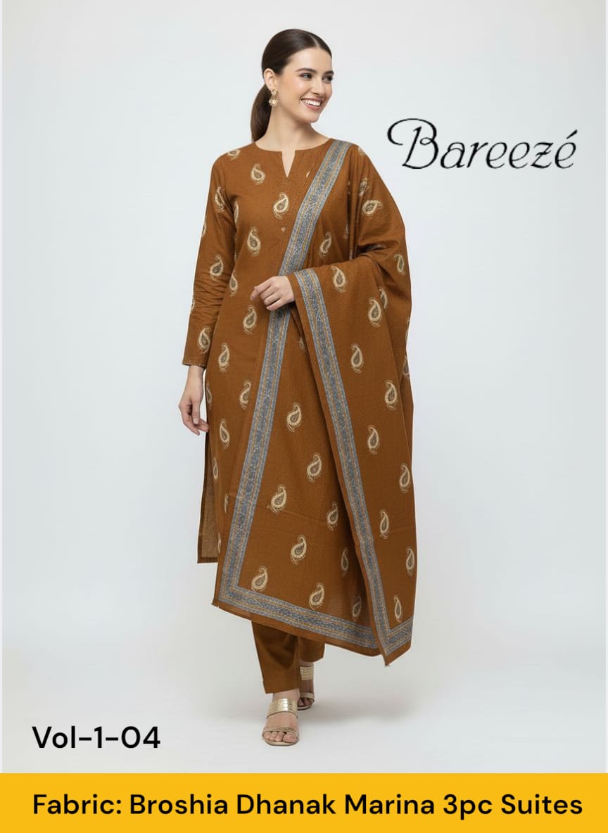 Bareeze Broshia Dhanak Marina 3pc Suites